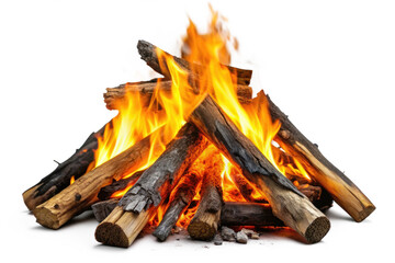 A bonfire for camping