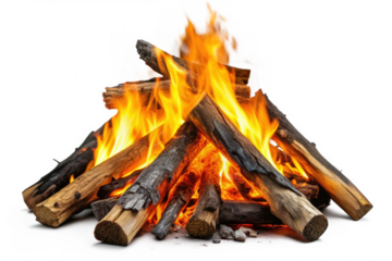 A bonfire for camping
