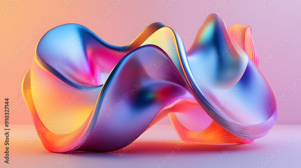 Canvas Prints 3d illustration of holographic surface made of glass with chromatic aberrations. iridescent abstract
