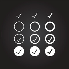 Checkmark icon. Checkmark vector set. Checked check box sign. Approved symbol. Isolated check mark icon