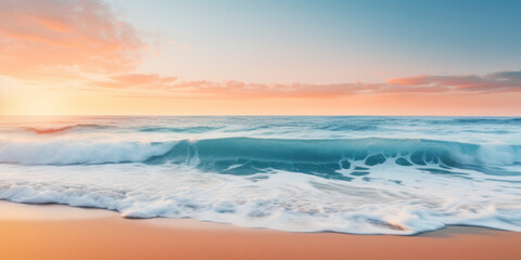 Obraz premium Ocean Waves on the beach and sunset