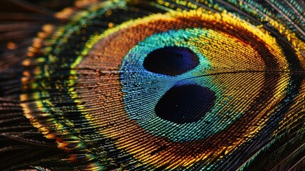 Fototapeta premium Close-up of Vibrant Peacock Feathers.