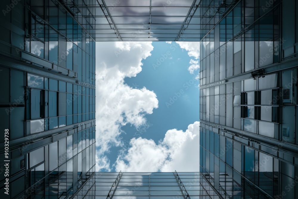 Poster a lone cloud hovering in a server room, symbolizing data storage and cloud computing technology, clo