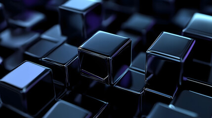 Fototapeta premium Abstract background of cubes in black toned. 3d rendering