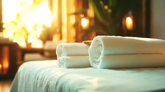 Luxurious spa scene with relaxation treatments, promoting wellness and spa services