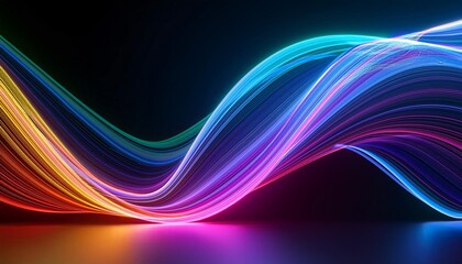 Naklejka premium abstract neon background with curvy colorful line glowing in the dark.
