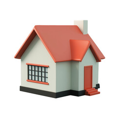 Simple 3D house with removed transparent background, ideal for real estate and home themes. AI