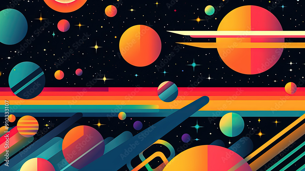 Poster Abstract background with geometric shapes in retro minimalistic style with bright colors