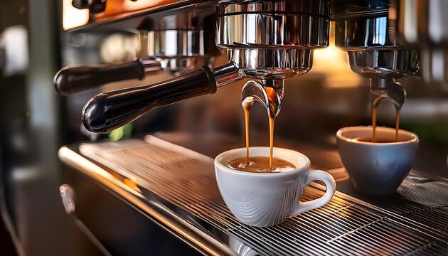 Professional coffee machine at cafe and home.