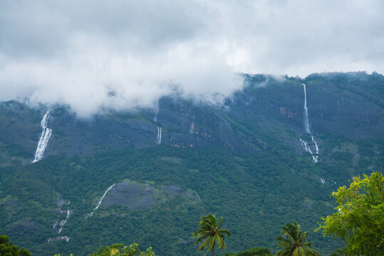 Scenic Kollengode Village with Nelliyampathy Mountains and Seetharkundu Waterfalls