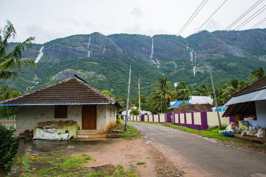 Scenic Kollengode Village with Nelliyampathy Mountains and Seetharkundu Waterfalls