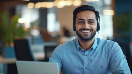 A person focused on his task, using a headset for communication and a laptop for work or leisure