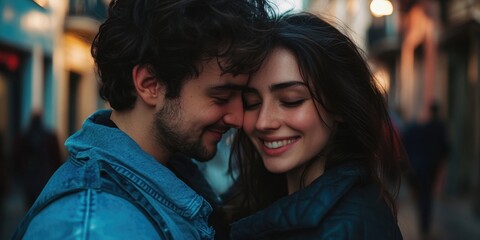 Fototapeta premium A pair of people standing closely, possibly in an intimate moment