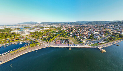 Naklejka premium Golcuk, Kocaeli, Turkey. Golcuk is a town in Kocaeli province, Turkey. Aerial view with drone.