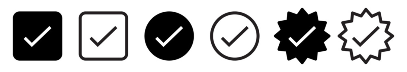 Verified badge icon tick symbol vector approved check mark icon black color. Blue checkmark icons - Certificate badge Quality certify icon