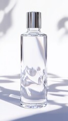 Transparent clear glass, isolated on white background, studio sun lighting, commercial photography