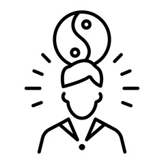 Man with yin yang sign, line icon 