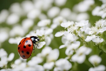 Naklejka premium ladybug white animal background beautiful beauty beetle biology black bright bug close closeup colours crawl critter detail environmental eye flora fly garden illustration insect isolated