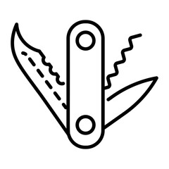 Linear style icon of swiss knife 