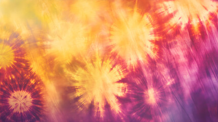 Colorful tie-dye patterns create a vibrant and artistic background with swirling hues of yellow, orange, and purple blending together seamlessly