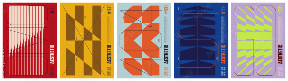 Poster Tech brutalism colorful trendy poster, abstract geometric composition graphic in Y2K aesthetics, vector simple shapes cyberpunk print artwork modernism and futuristic minimalistic style A4 format