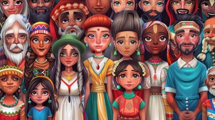 Ethnische DiversitÃ¤t in Cartoon Style. Generiert mit KI