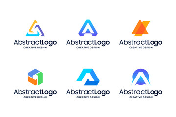 Set of colorful letter A logo design