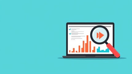 Obraz premium SEO tools, rank tracking software, flat design illustration