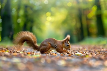 Red squirrel - (Sciurus vulgaris). Beautiful simple AI generated image in 4K, unique.