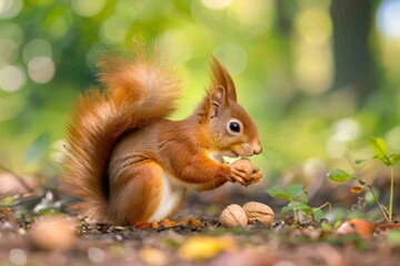 Red squirrel - (Sciurus vulgaris). Beautiful simple AI generated image in 4K, unique.