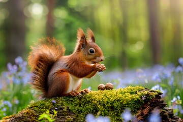 Red squirrel - (Sciurus vulgaris). Beautiful simple AI generated image in 4K, unique.