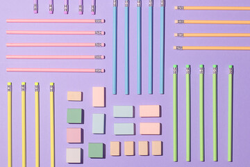 Colorful Back to School Supplies in Flat Lay Composition