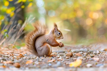 Obraz premium Red squirrel - (Sciurus vulgaris). Beautiful simple AI generated image in 4K, unique.