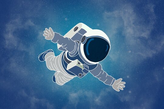 Astronaut floating in the cosmic starry space