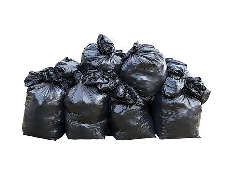 Garbage bags pile isolated on transparent or white background