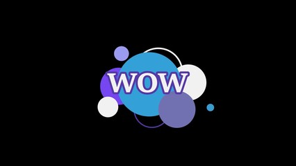 Text WOW illustration on colorful speech bubble illustration on black background.