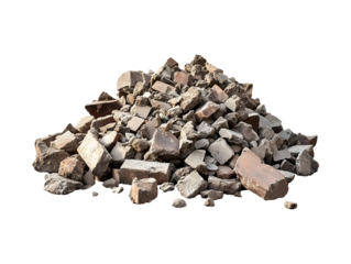 Pile of rubble isolated on transparent or white background