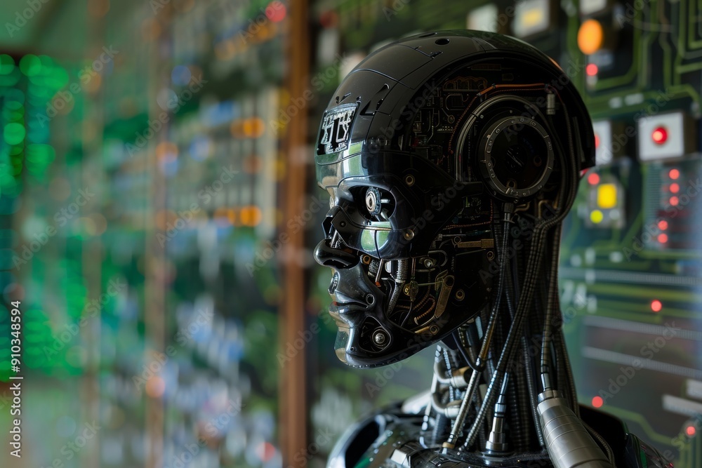 Poster image of a robot head featuring the phrase 