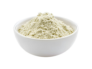 Bowl of whey protein isolated on transparent or white background