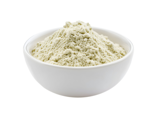 Bowl of whey protein isolated on transparent or white background