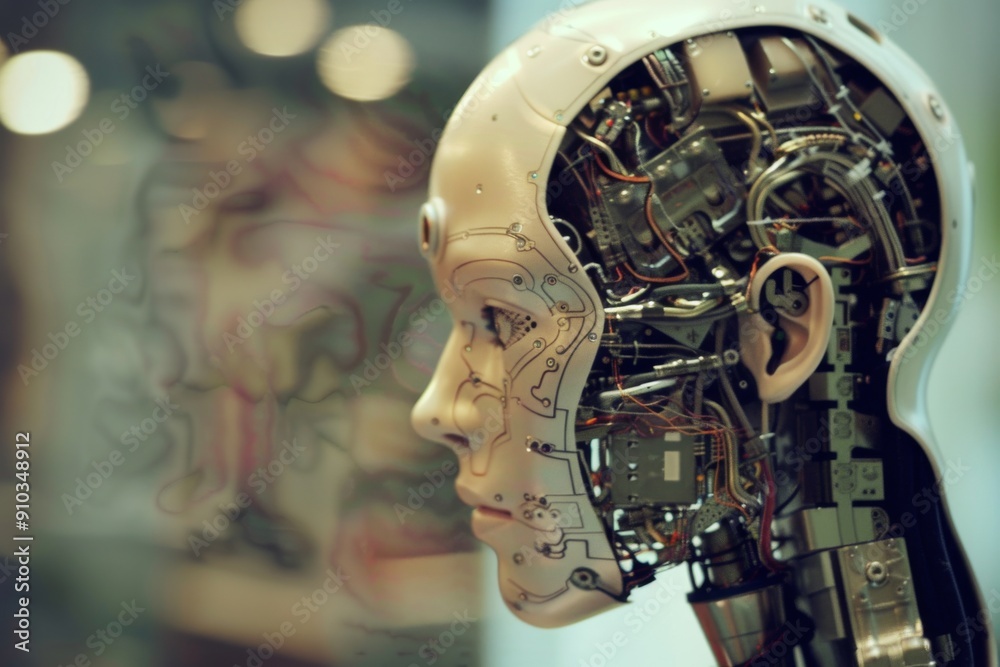 Aufkleber image of a robot head featuring the phrase 