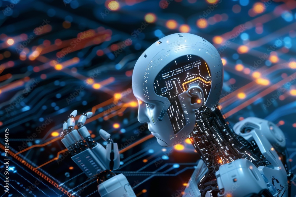 Aufkleber a cutting-edge android with advanced technology, showcasing the future of artificial intelligence, a