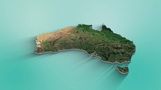 Australia Map Animation.  3d animation of Australia map