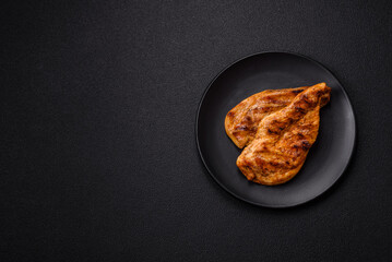 Delicious fresh grilled chicken fillet with spices and herbs
