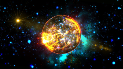 energy sector.Futuristic magical plasma circle  glows in space.
