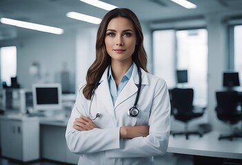 hospital female isolated leader clinic smiling doctor modern doctor beautiful care young surgical background clinic 1 homepages young chief work health business horizontal backgroun