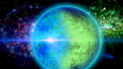 bright, fiery planet rotating in deep space