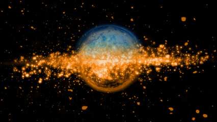 bright, fiery planet rotating in deep space © Olga