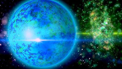 bright, fiery planet rotating in deep space