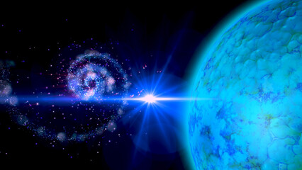 bright, fiery planet rotating in deep space